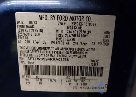 2024 Ford Maverick Lariat z USA, uszkodzony, nr VIN 3FTTW8S94RRA03566